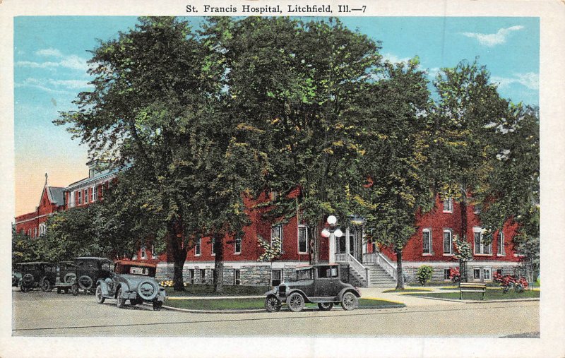 St Francis Hospital Litchfield Illinois 1930s postcard