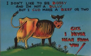 cow postcard: I Don't Like To Be Bossy