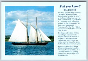 Bluenose II, Nova Scotia Fishing Schooner, Canada, Did You Know Postcard