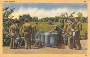 US Army Field Kitchen Military WWII linen postcard