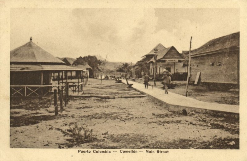 colombia, PUERTO COLOMBIA, Camellón, Main Street, La Marina (1920s) Postcard