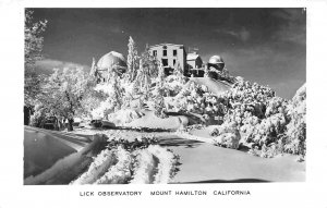 Lick Observatory Snow Mount Hamilton California RPPC Real Photo postcard