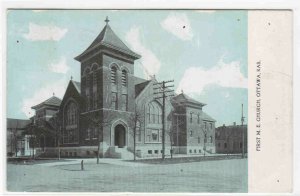 First M E Church Ottawa Kansas 1908 postcard