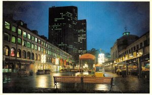 BOSTON, Massachusetts MA   QUINCY MARKET~New Renovations  NIGHT VIEW   Postcard