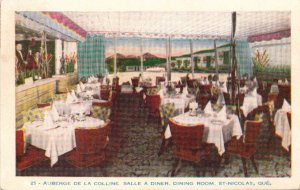 Postcard Auberge de la Colline Salle  Diner Dining Room St Nicolas Quebec Canada