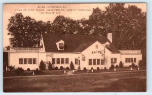 GREENSBORO, North Carolina NC ~ Roadside BLISS RESTAURANT c1940s Postcard