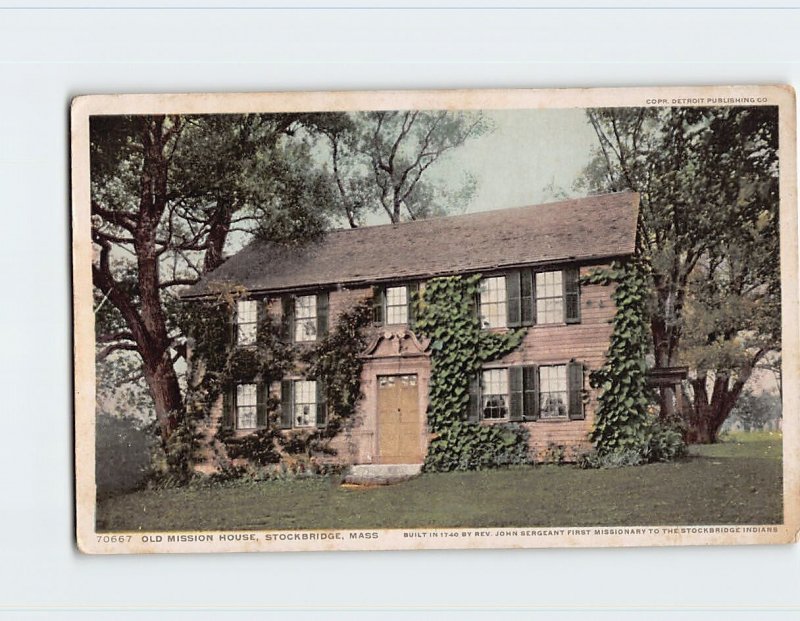 Postcard Old Mission House, Stockbridge, Massachusetts