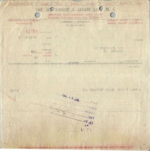 1947 J.M. TULL METAL & SUPPLY CO. ATLANTA GA DELTA TENONING JIG INVOICE 16-27 