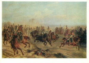 Napoleonic wars art Post card Cavalry Battle in Polotsk 1812