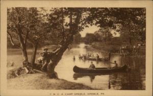 Greble PA Y M C A Camp Greble Canoeing Bathing Scene c192...