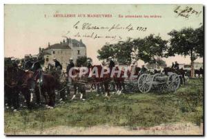 Old Postcard Army Artillery maneuvers Pending orders