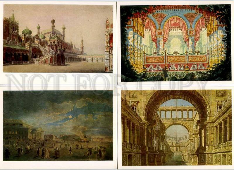 182231 Theatre Pushkin's time by artists set of 16 old cards