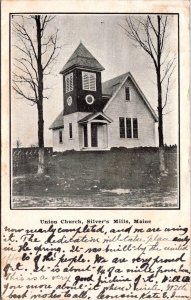 View of Union Church, Silver's Mills ME c1910 Vintage Postcard T65