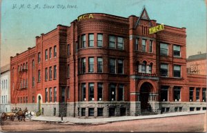 Postcard Y.M.C.A. Corner Street Scene in Sioux City, Iowa