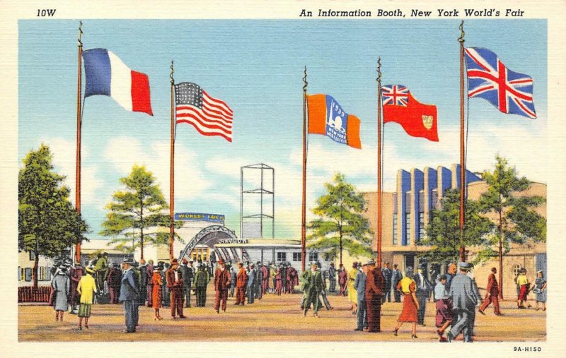 An Information Booth, New York World's Fair 1939 Vintage Linen Postcard