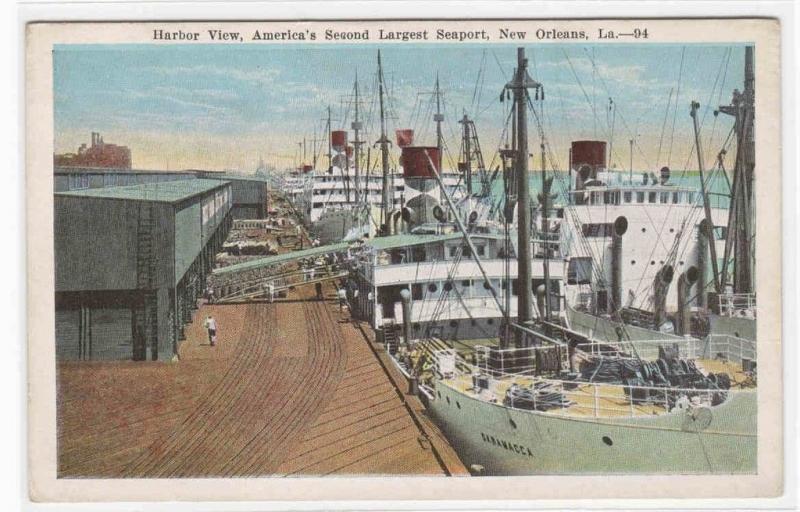 Steamer Docks New Orleans Louisiana 1920s postcard