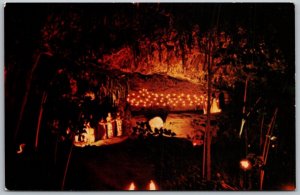 Kauai Hawaii 1960s Postcard Fern Grotto Hawaiian Torch Lit Wedding