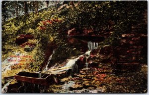 VINTAGE POSTCARD WATERFALL AND SPRING SCENE AT SARATOGA SPRINGS NEW YORK 1910s