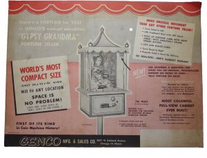 Gypsy Grandma Arcade FLYER 1957 Original Fortune Teller Horoscope Genco Mystic