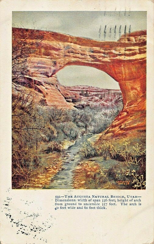 AUGUSTA NATURAL BRIDGE UTAH~1907 PSTMK POSTCARD