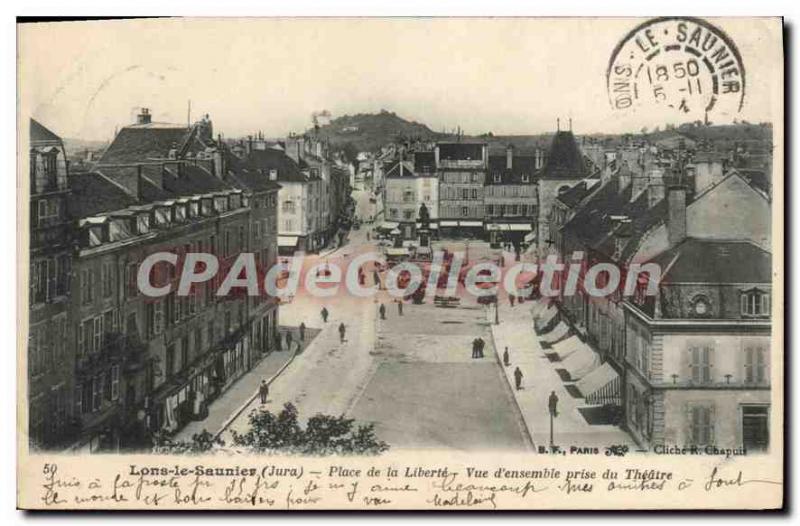 Old Postcard Lons Le Saunier Place De La Liberte On Together Jack Du Theater ...