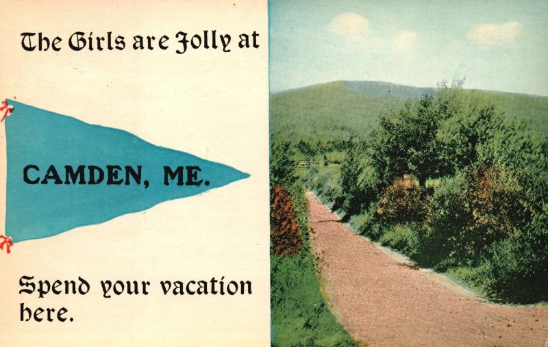 Vintage Postcard 1910s The Girls Are Jolly At Camden Maine Spend Your Vacation