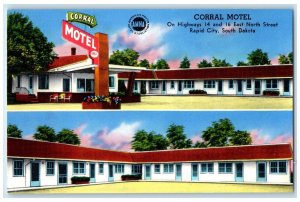 c1960's Corral Motel Rapid City South Dakota SD Dual View Vintage Postcard