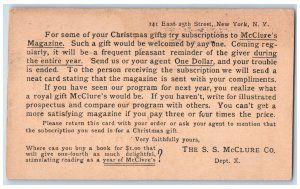 1901 S.S. McClure Co Christmas Message New York City NY Tarrytown NY Postard