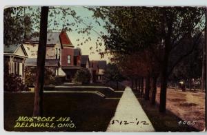 c1910 DELAWARE Ohio Postcard MONTROSE AVENUE Homes County