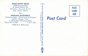 Postcard Miami Moon Motel Miami Beach Florida