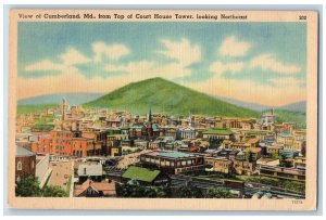 Cumberland Maryland MD Postcard From Top Of Court House Tower Northeast c1940's