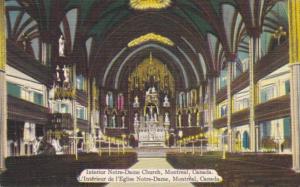 Canada Montreal Interior Of NOtre-Dame Church 1958