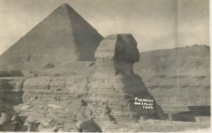 Egypt Cairo pyramids and Sphinx real photo postcard