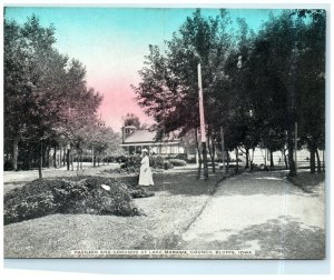 c1910's Pavilion Grounds Lake Manawa Panoramic Bifold Council Bluff IA Postcard 