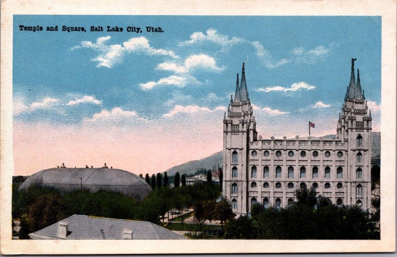 Temple and Square Salt Lake City Utah Vintage Postcard C215
