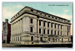 C. 1910 City Hall Indianapolis Indiana Town View Vintage Postcard P218 