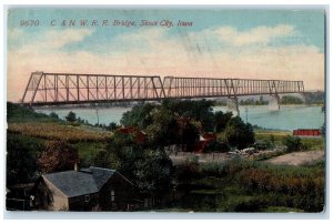 c1910's C. & N. W. R. R. Bridge Sioux City Iowa IA Unposted Vintage Postcard