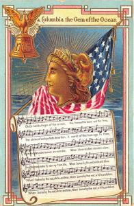 Patriotic Columbia the Gem of the Ocean Music Miss Liberty Postcard