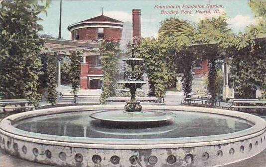 Illinois Peoria Fountain In Pompeian Garden Bradlep Park