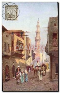 Postcard Old Cairo Street Scene Camel Egypt Egypt