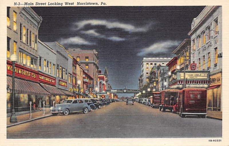 Main Street looking West Norristown, Pennsylvania, USA Drug Store Unused 