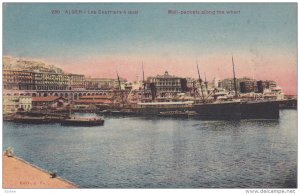 ALGER, Algeria, 1900-1910's; Les Courriers A Quai, Mail-packets Along The Wharf