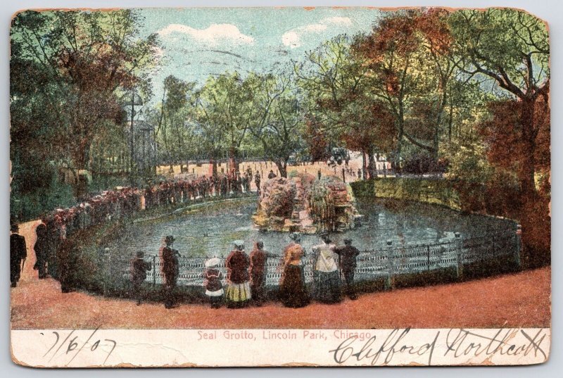 1907 Seal Grotto Lincoln Park Chicago Illinois IL Sightseeing Posted Postcard