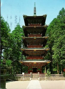 VINTAGE CONTINENTAL SIZE POSTCARD FIVE-STORY PAGODA KYOTO JAPAN {middle crease}