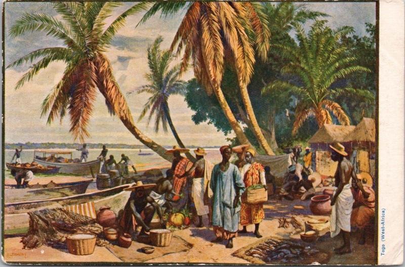 Togo West Africa People Boats Ocean Postcard E32