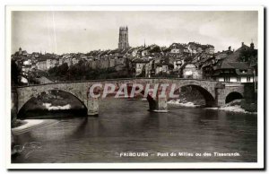 Old Postcard Friborg Middle Bridge Or Weavers