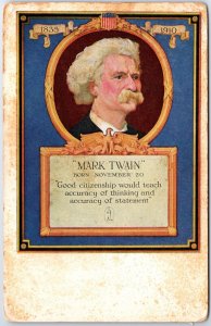 VINTAGE POSTCARD MARK TWAIN PATRIOTIC PUBLISH BY MAKERS OF WALK-OVER SHOES 1920s