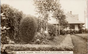 CNR Park North Battleford SK Saskatchewan Unused Real Photo Postcard F90