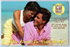 Advertising Postcard Super SalonVisual Impact Hair & Tanning Des Moines Iowa IA