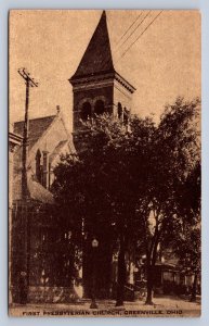 J95/ Greenville Ohio Postcard c1910 First Presbyterian Church 164